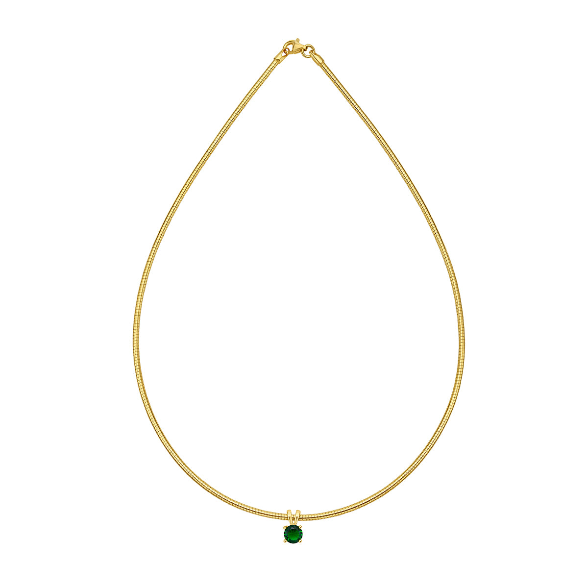 Elegant Gold Plated Brass Necklace with Emerald Stone