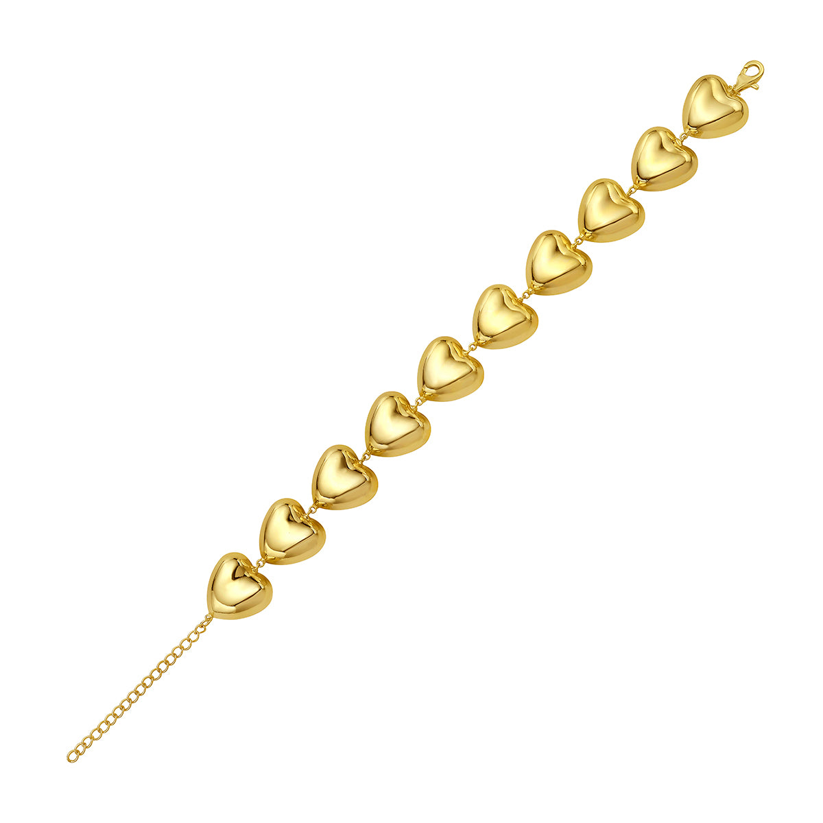 Heart Gold Brass Bracelet