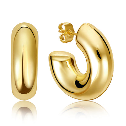 Chunky Opened Gold Hoop Earrings