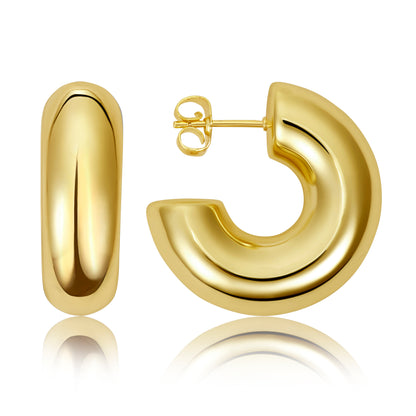 Chunky Opened Gold Hoop Earrings