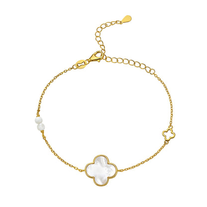 Elegant Clover Style Silver Bracelet