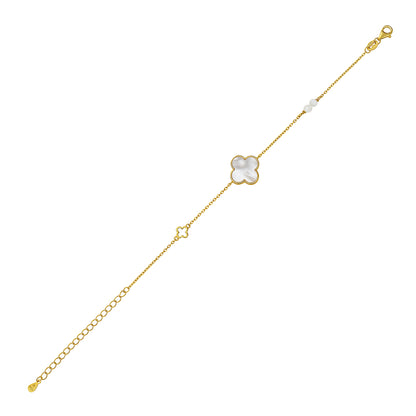 Elegant Clover Style Silver Bracelet