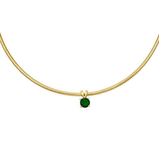 Product photo of gold necklace with emerald stone