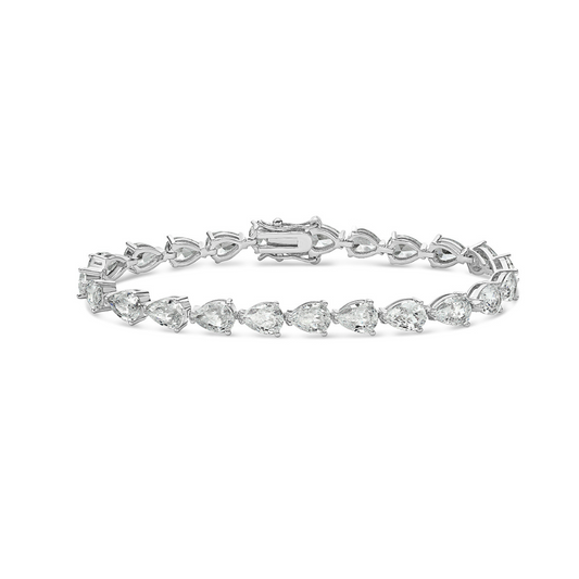 Product photo of tennis bracelet with pear shaped CZ stones