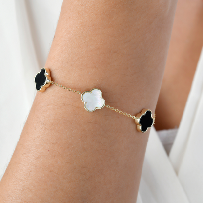 Elegant Trio Clover Style Silver Bracelet