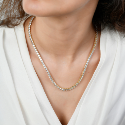 Elegant Gold Plated Brass Tennis Necklace